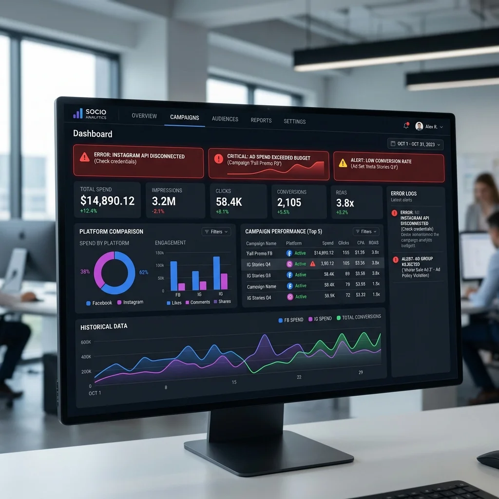 Graphique montrant une baisse de performance publicitaire avec des indicateurs rouges