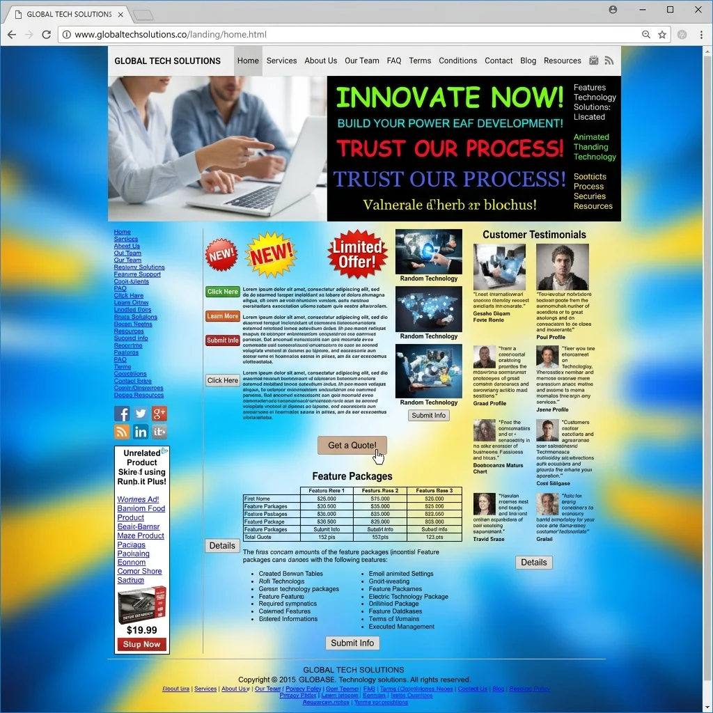 Illustration d'un site web avec des points d'interrogation symbolisant les problèmes de conversion