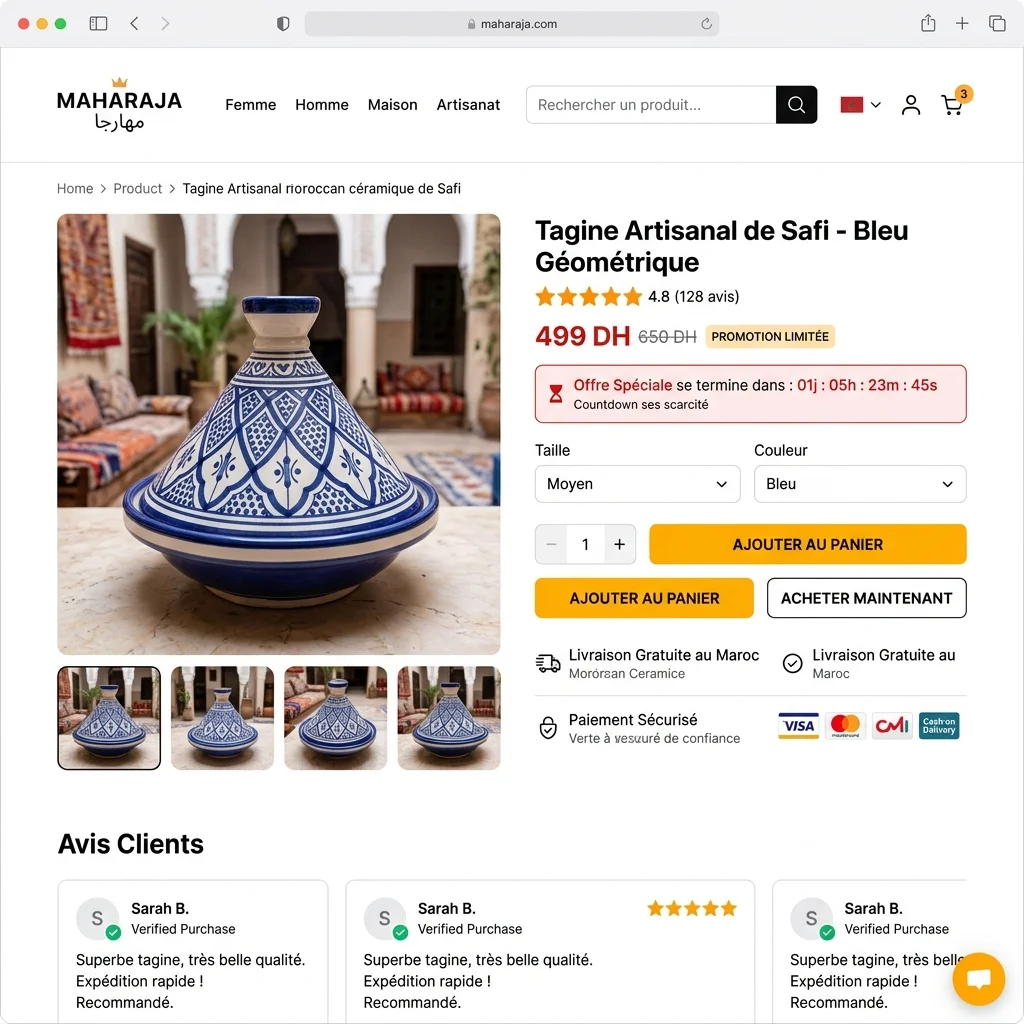Carte du Maroc avec des icônes de e-commerce
